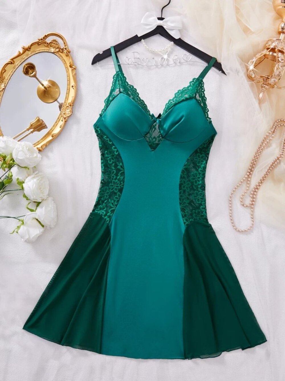 Women Nightgown Sexy Lingerie Babydoll Sleepwear V-Neck Nightwear Chemise Dress